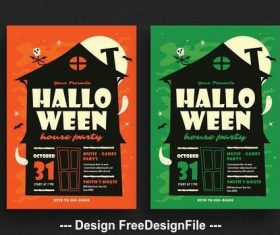 Halloween house party card vector