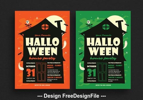 Halloween house party card vector