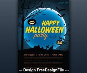 Halloween party Illustrated graveyard vector
