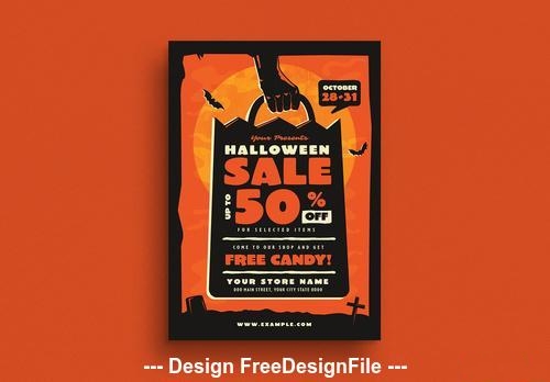 Halloween sale event flyer vector