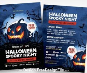 Halloween spooky illustrated flyer vector