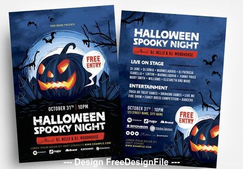 Halloween spooky illustrated flyer vector