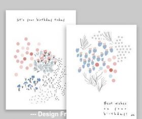 Hand drawn floral birthday card vector