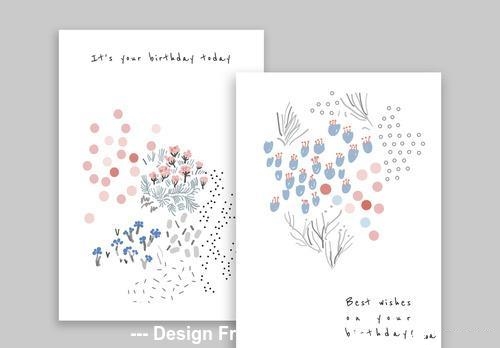 Hand drawn floral birthday card vector