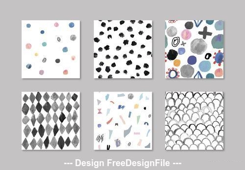 Hand painted abstract seamless patterns vector