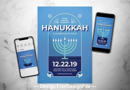 Hanukkah event flyer vector