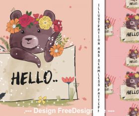 Happy bear cartoon illustration vector