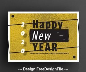 Happy new year card gold foil background vector