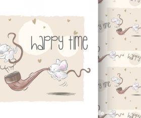 Happy time background cartoon decoration pattern vector