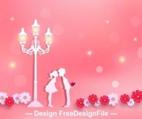 Happy valentines day silhouette card vector