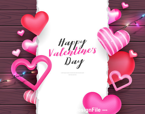 Heart and lantern decoration valentines day greeting card vector