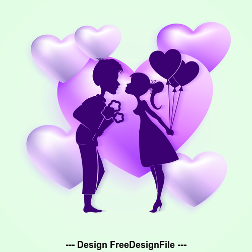 Heart background people silhouette vector