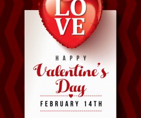 Heart balloon valentines day greeting card vector