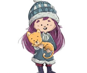 Holding pet child illustration vector