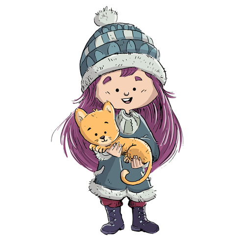 Holding pet child illustration vector