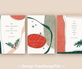 Holiday card layout set with illustrative vector