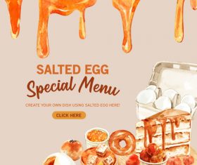 Honey dessert watercolor illustration vector