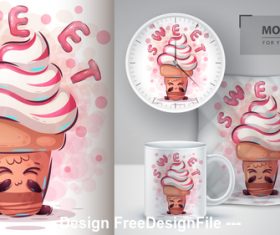 Ice cream cartoon decorative pattern vector