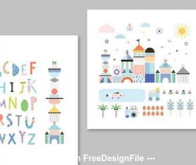 Illustrative childrens posters layouts vector