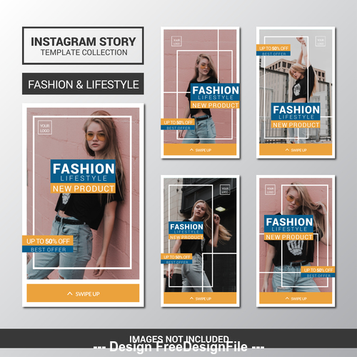 Instagram story collection design templates vector