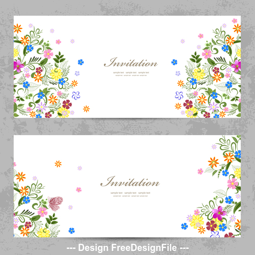 Invitation flowers background card vector