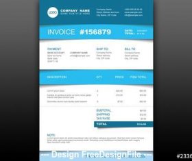 Invoice layout with blue vector