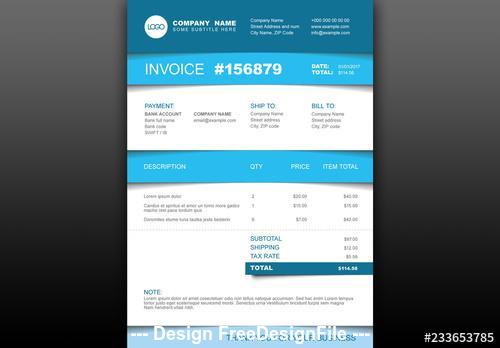 Invoice layout with blue vector