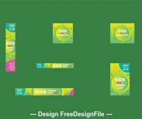 Kids summer camp web banner vector