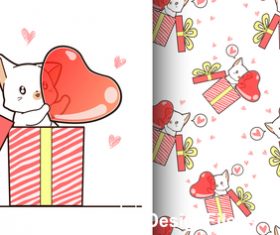 Kitten with heart cartoon background vector