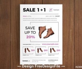 Leather shoes product sale flyer vector