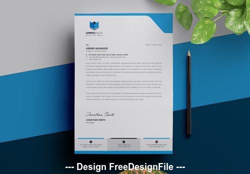 Letterhead layout with cyan vector