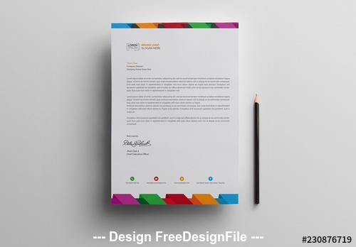 Letterhead with multicolored header and footer vector