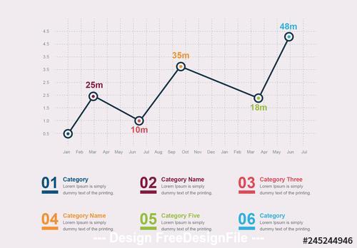 Line graph infographic vector