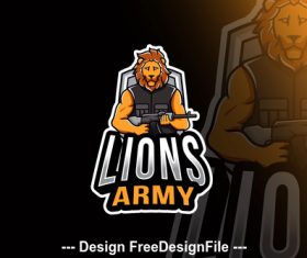 Lions army esport logo template vector
