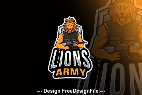Lions army esport logo template vector