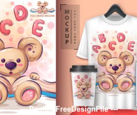 Little bear cartoon decoration pattern vector