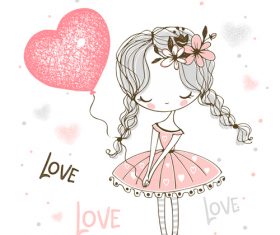 Little princess cartoon illustration vector