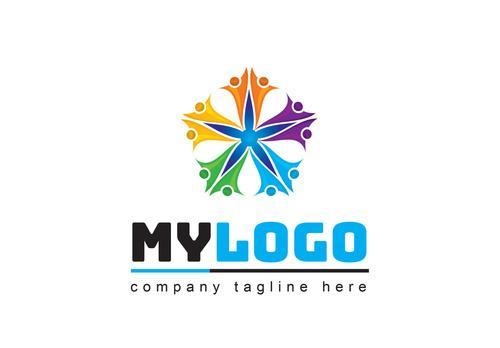 Logo abstract colorful people icon vector
