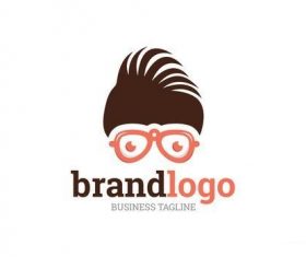 Logo layout with hair and glasses vector