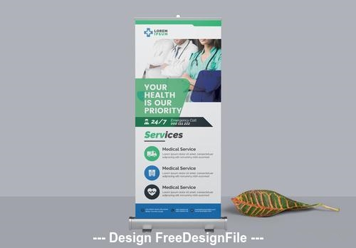 Medical clinic roll up banner vector