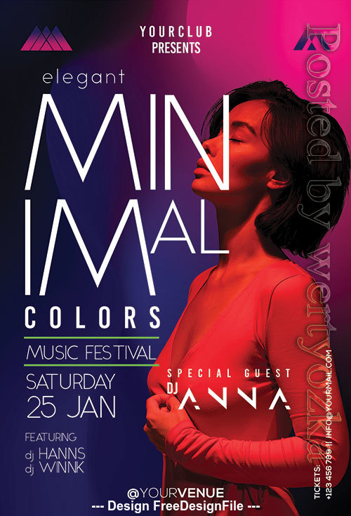 Minimal Music Festival Flyer PSD Template