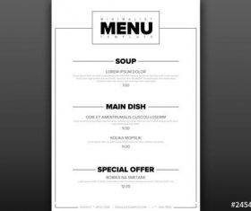 Minimalist menu layout vector