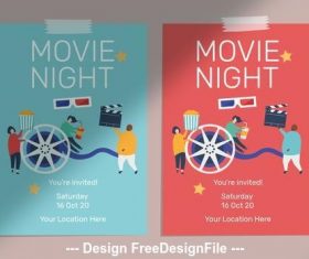 Movie night flyer vector