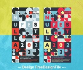 Multicolored geometric shapes flyers vector