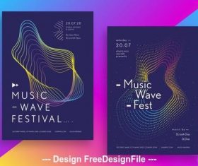 Music festival poster set with geometric shapes vector