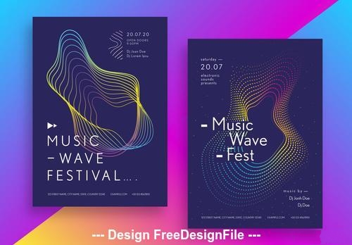 Music festival poster set with geometric shapes vector