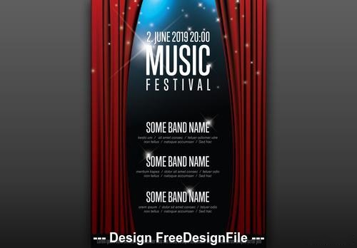 Music festival poster with curtains vector