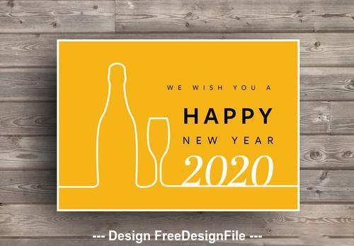 New year card ehite eine bottle and glass vector