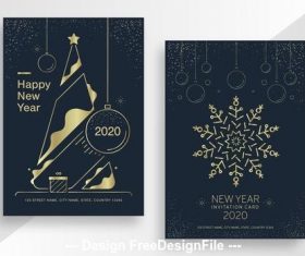 New year poster set with gold vector
