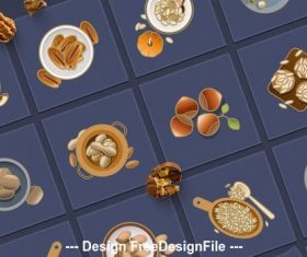 Nuts and seeds icons vector